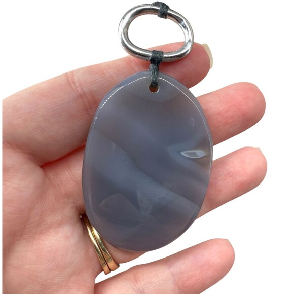 J. Jill Agate Stone Pendant Velvet Cord Necklace Gray Bead Wearever Winter Glaze - Picture 5 of 10